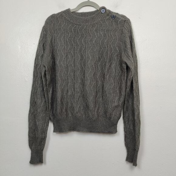 Le Mont St Michel Sweaters - Le Mont St Michel Sweater Womens Medium Gray Mohair Blend Cable Knit